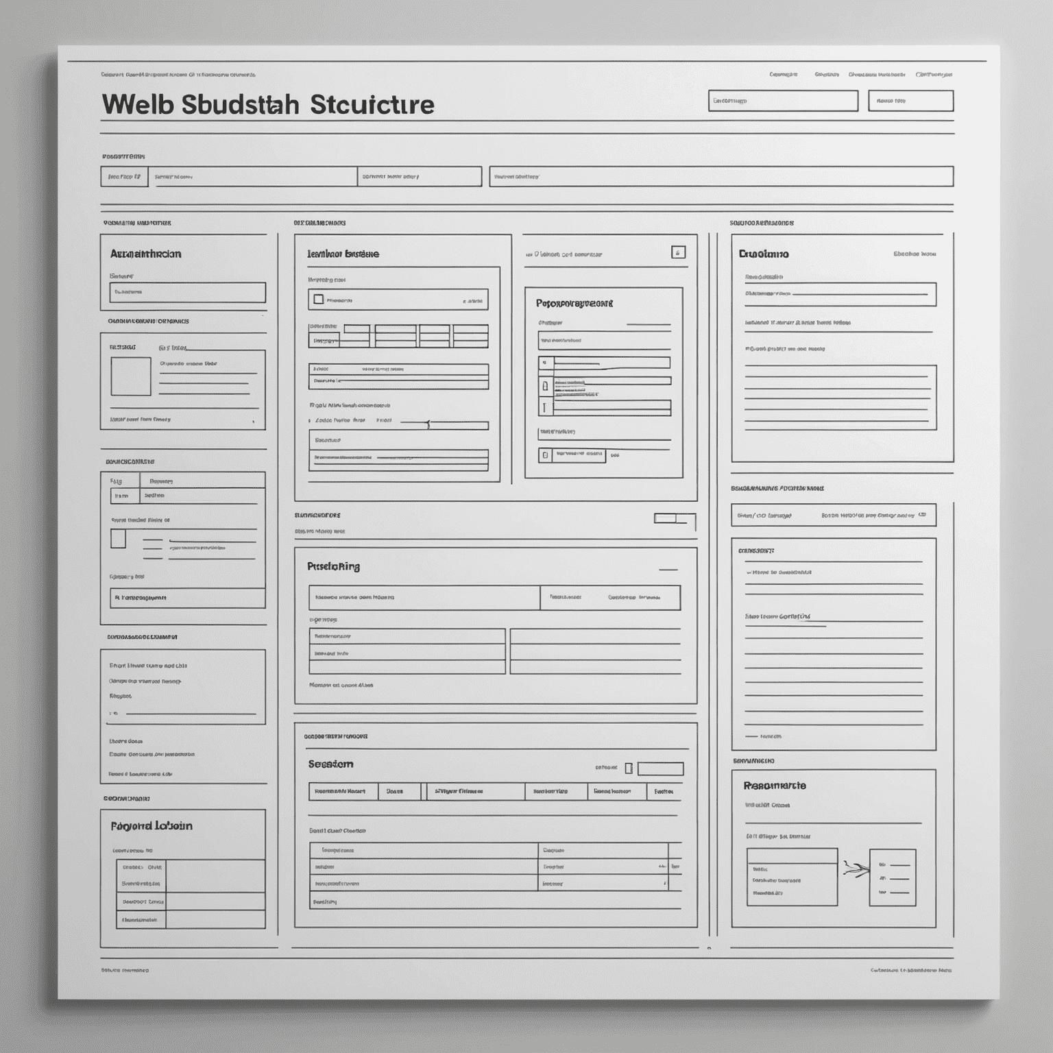 Ejemplo de wireframe mostrando la estructura básica de una página web con elementos esquemáticos